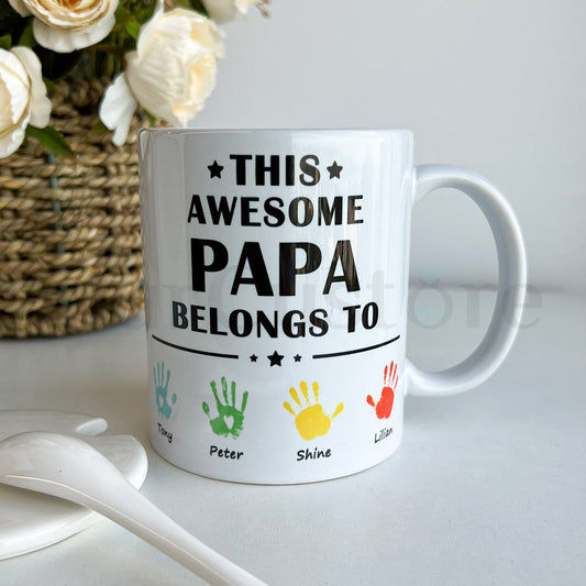 Personalized This Awesome Daddy Belongs to Mug