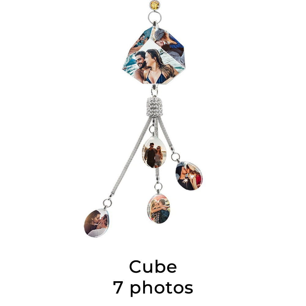 Personalized Photo Crystal Charm Rearview Mirror Pendants