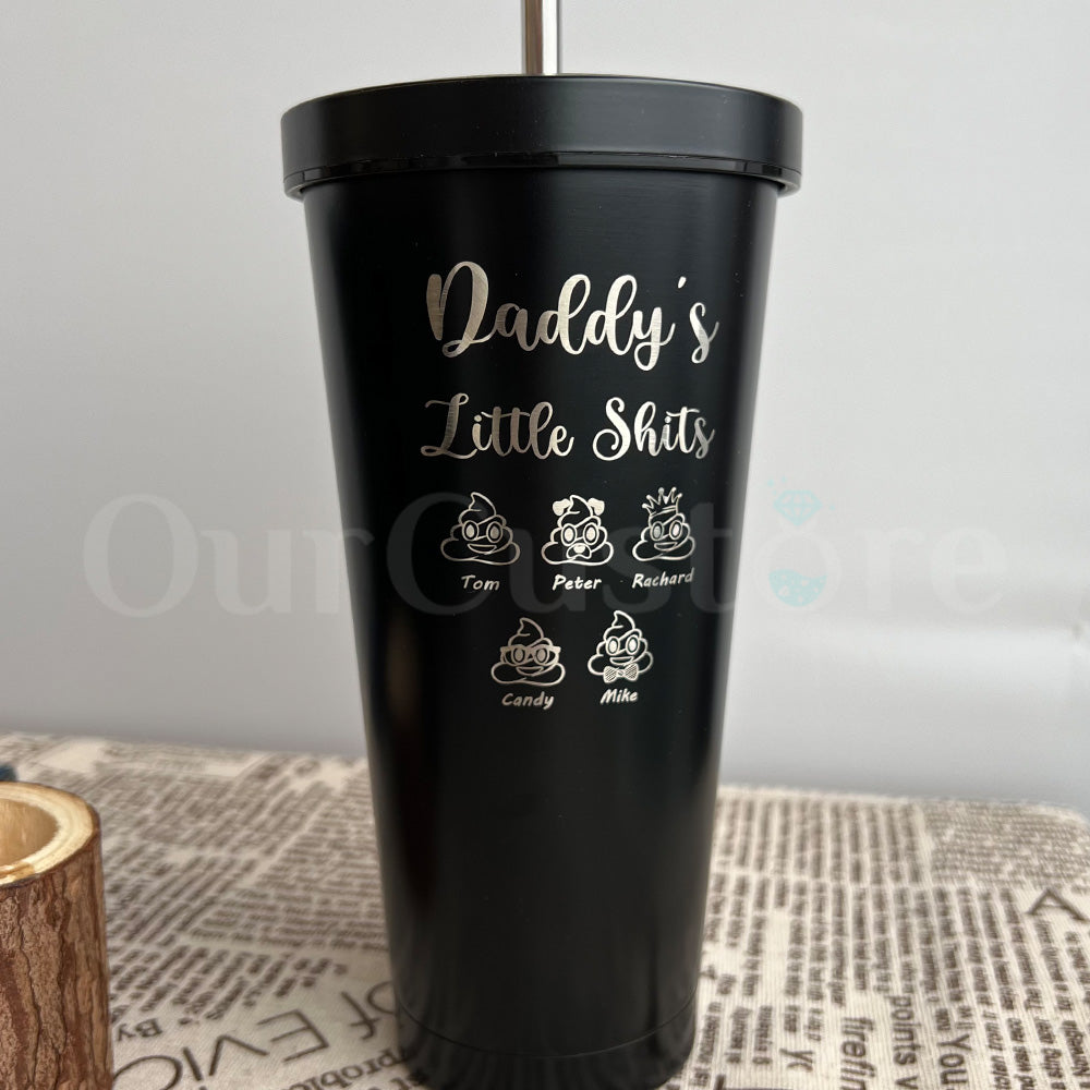 Personalized Daddy's Little Shits Stainless Steel Water Cup