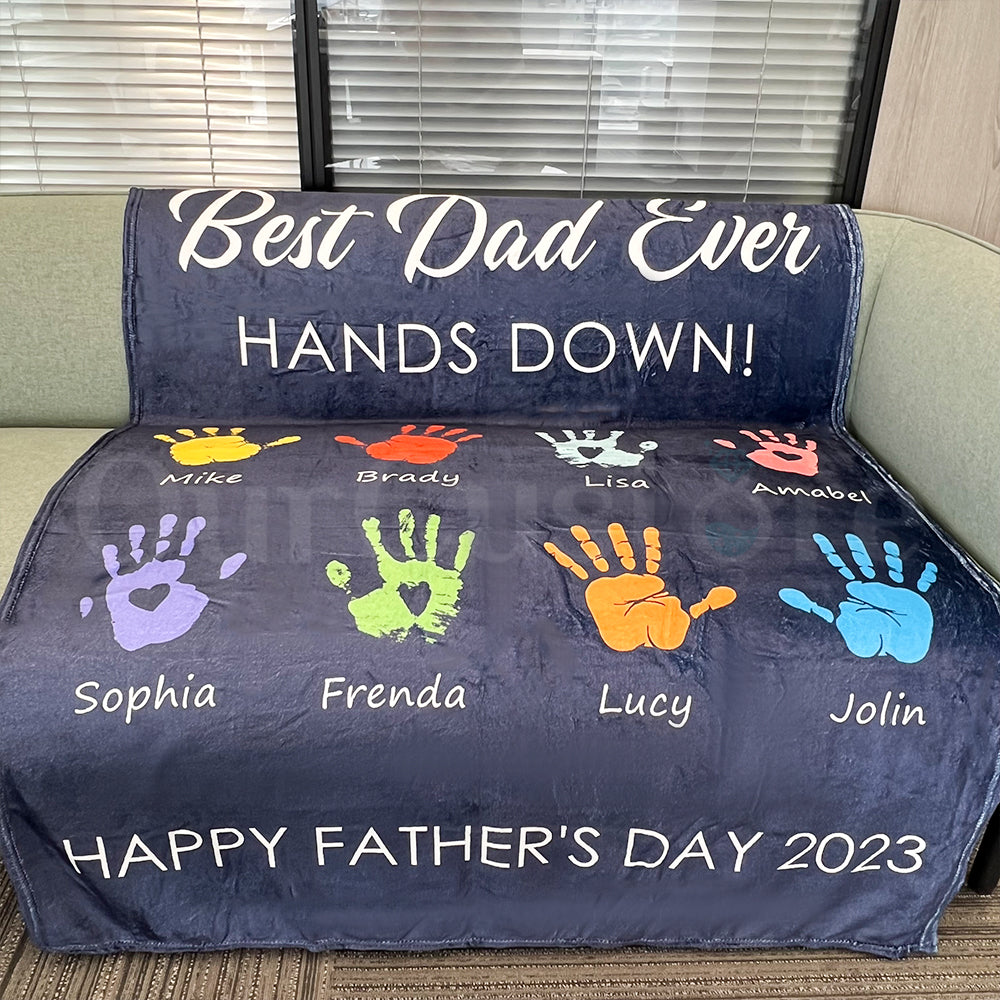 Personalized BEST DAD EVER, HANDS DOWN Blanket