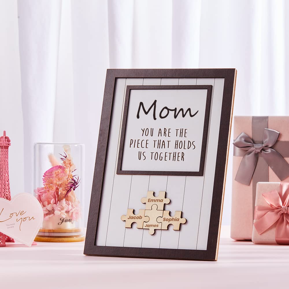 Personalized Rectangle Wooden Puzzle Frame Gift for Mom