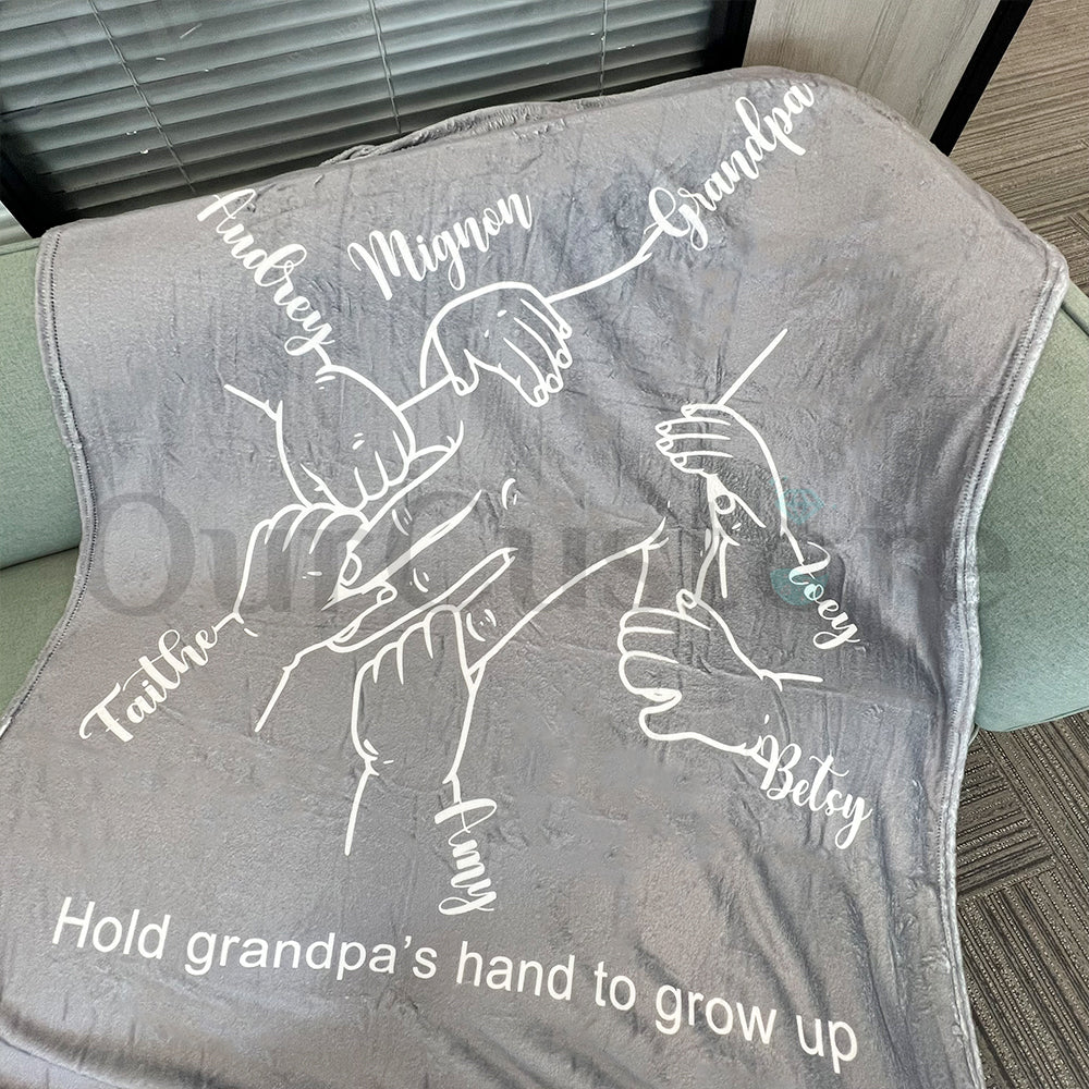 Personalized Kids Hold Daddy's Hand To Grow Up Together Blanket