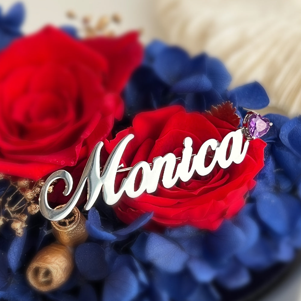 Personalized Name Brooch With Birthstone