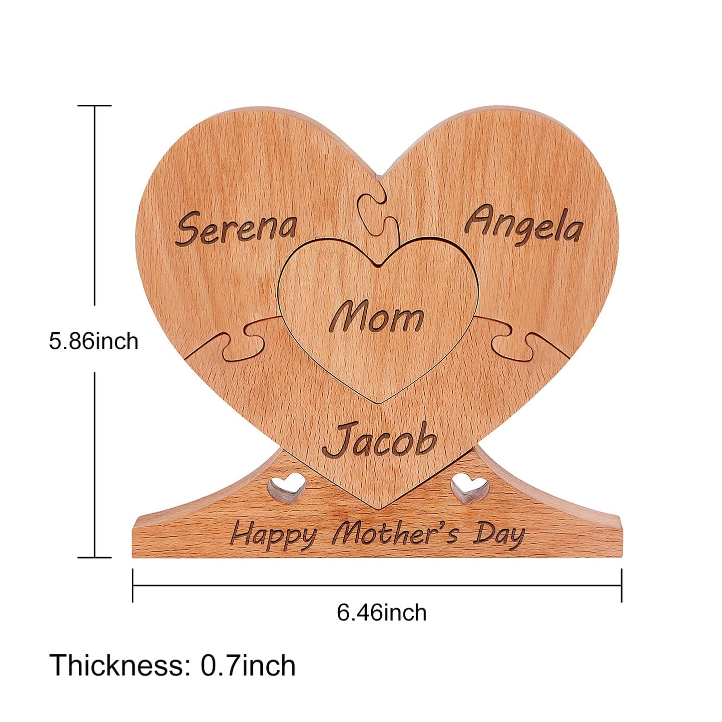 Personalized Name Heart Puzzle Stakes Frame Gift for Mom