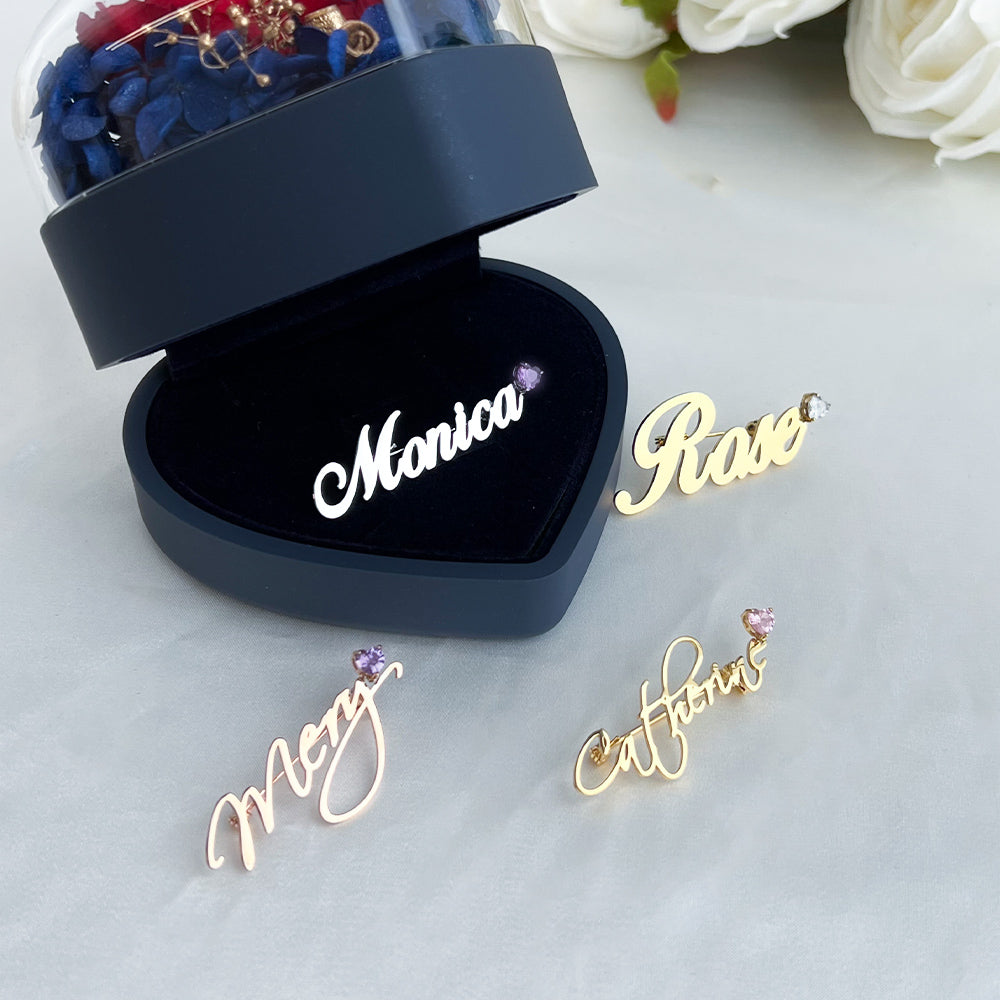 Personalized Name Brooch With Birthstone