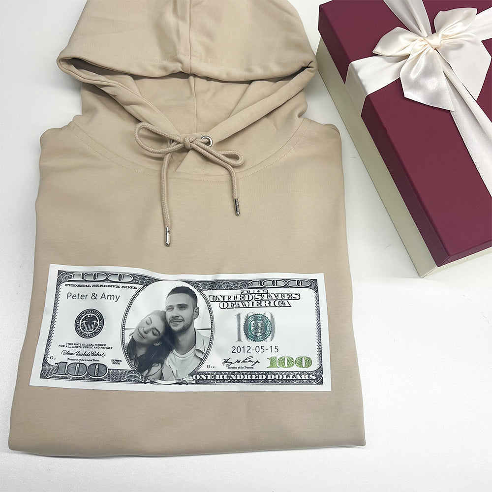 Custom 100 Dollar Bill Printed Hoodies, Crewneck