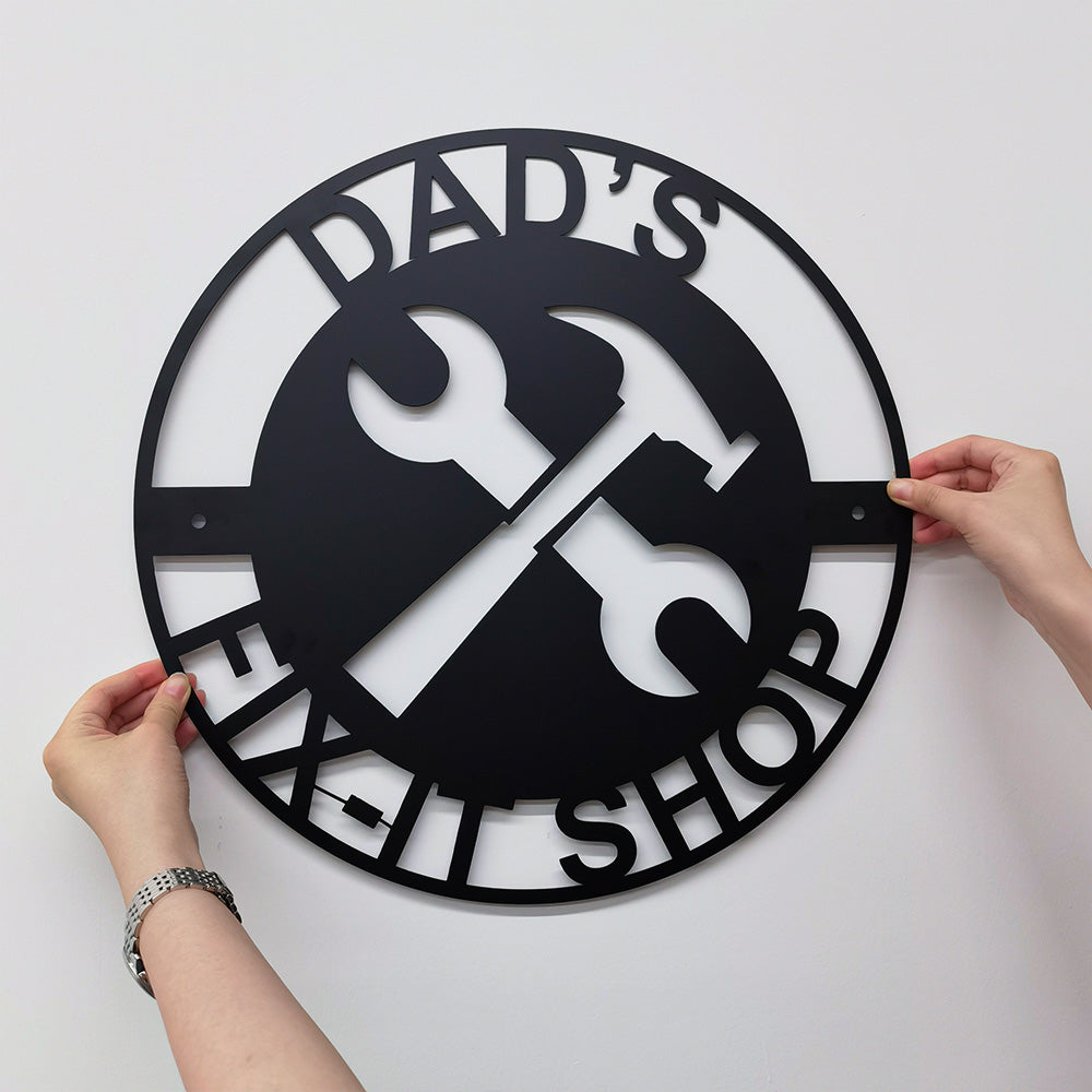 Personalized Work Shop Metal Sign, Fathers Day Gift