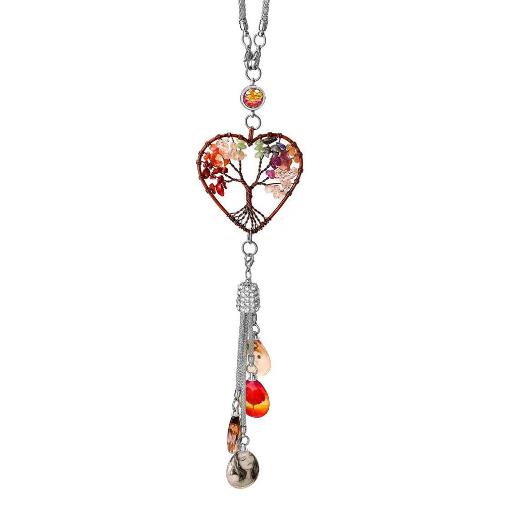 Arbre de vie de la Kabbale Pendentifs de rétroviseur avec breloque en cristal photo personnalisée