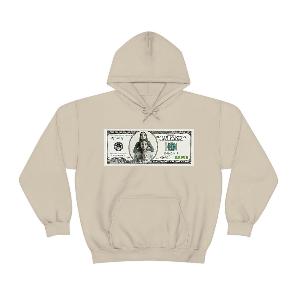 Custom 100 Dollar Bill Printed Hoodies, Crewneck