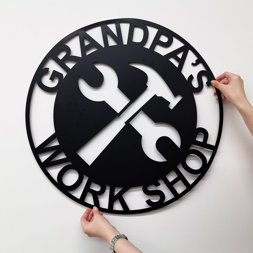 Personalized Work Shop Metal Sign, Fathers Day Gift