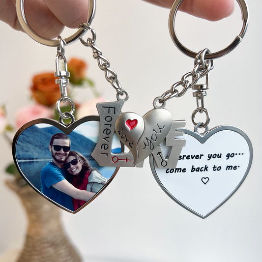 Personalized Couples Puzzle Keychain 2-piece Matching Keychains