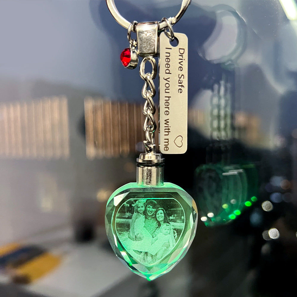 Personalized K9 Crystal Photo Key Chain Laser Engraved LED Light Keychain