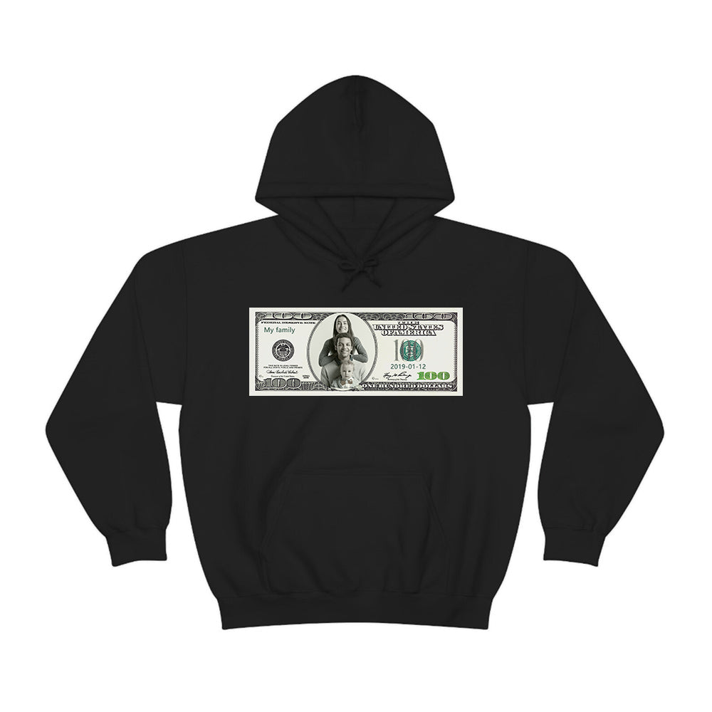 Custom 100 Dollar Bill Printed Hoodies, Crewneck