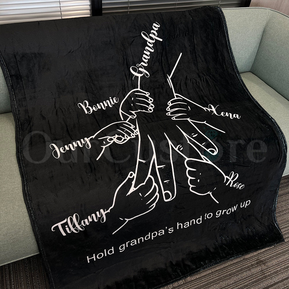 Personalized Kids Hold Daddy's Hand To Grow Up Together Blanket