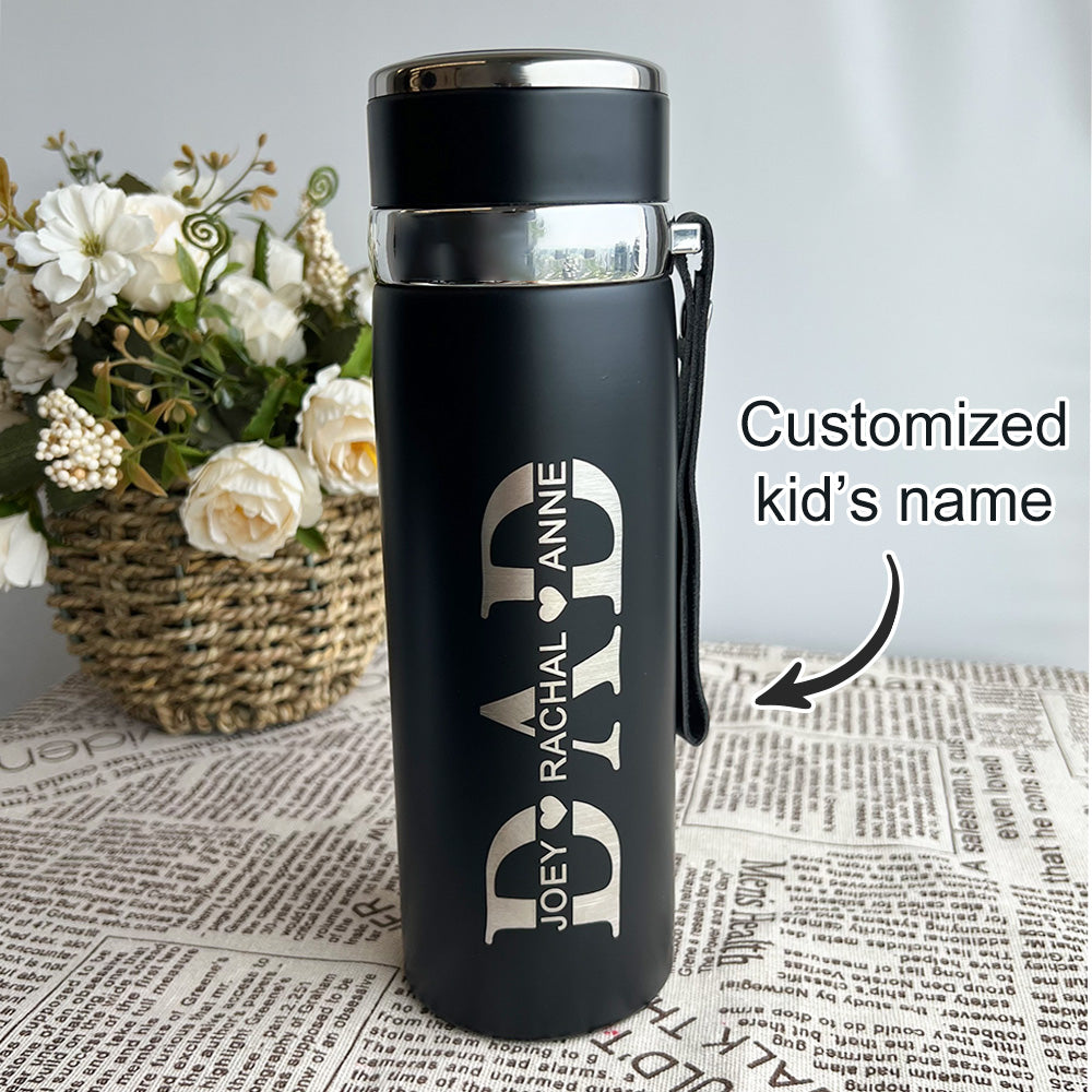 Personalized Dad Water Bottle with Kids Names
