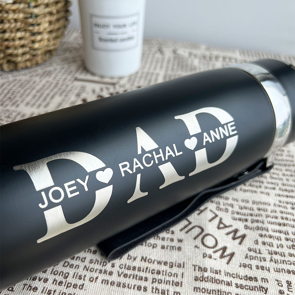 Personalized Dad Water Bottle with Kids Names