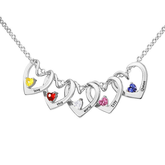 Heart of Love Birthstone Necklace for Mom, Mother, Grandma