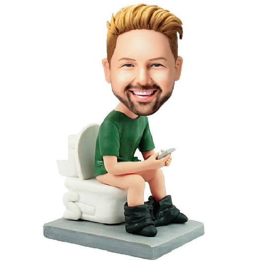 The Man On The Toilet Custom Bobblehead With Engraved Text