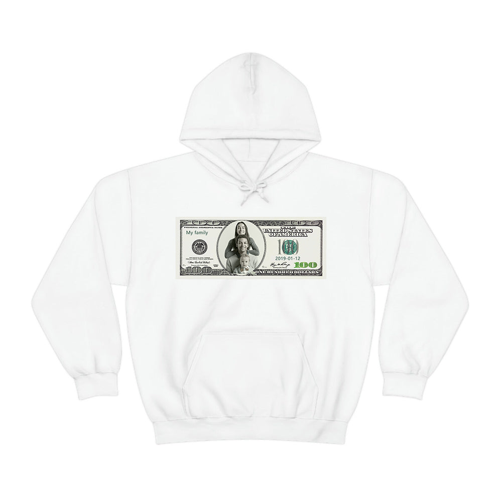 Custom 100 Dollar Bill Printed Hoodies, Crewneck