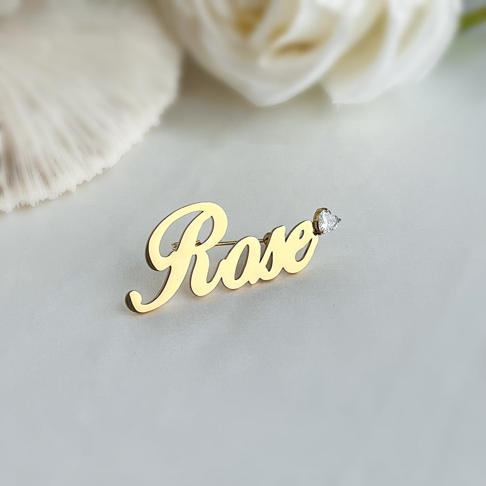 Personalized Name Brooch With Birthstone