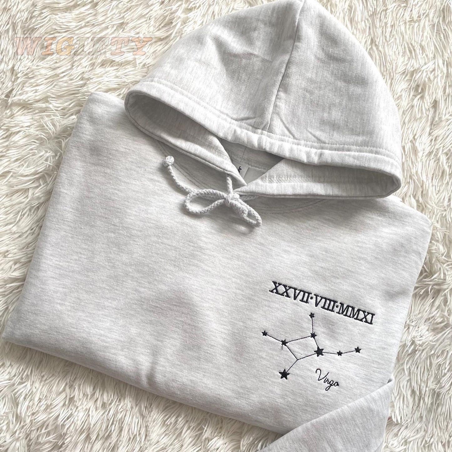 Personalisation Roman date constellation Hoodie Embroidery